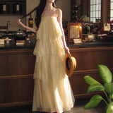 French Sling Lace Dress Women 2026 Spring And Summer Gentle Wind Holiday Thin Cake Dress