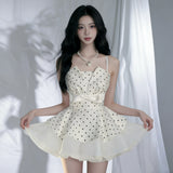 Girls Storm Bow Hanging Dress Female Summer Temperament Waist High-End Banquet Princess Skirt Skirt