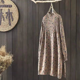 Vintage Print Half-High-Neck Sweater Skirt 2026 Autumn Long Loose Large-Size Cotton Thread Bottom Knitted Shirt