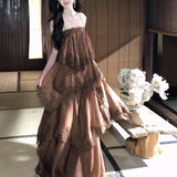 French Sling Lace Dress Women 2026 Spring And Summer Gentle Wind Holiday Thin Cake Dress