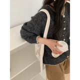 KANING Korean Version Of Color Buckle Bump Color Soft Knitted Cardigan 2026 Autumn And Winter New Loose Thin Round Sweater Woman