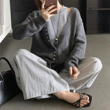 KANING Design Sense Two Sets Of Knitted Cardigan 2026 Autumn And Winter New V-Neck Hit-Colored Cardigan Vest Suit Woman