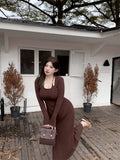 Hanging Neck Thin Dress Girl Spring And Autumn Long Sleeves To Repair The Skirt Temperament Tight-But Hip Fishtail Long Dress Outlet