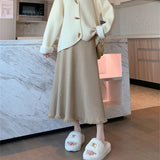 KANING Ray Knitted Half-Dress Women's Autumn And Winter New High-Rise Slim Solid Dress Mid-Long Skirt