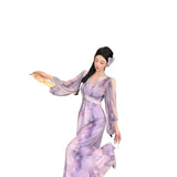 Purple Dress Spring And Autumn New French Temperament Unique Seaside Holiday Gentle Wind Showing Thin Long Sleeve Skirt Women's Clothing