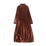 2026 Spring Dress New Loose Retro Embroidery Tlings With Waists Thin Long Wick Dress Dress Woman