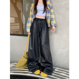 Black Leather Pants 2025PU Slacks Autumn And Winter High Waist Thin Straight New Pants Loose Mop
