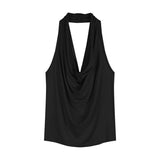 Ins Pure Hot Girl To Repair Sexy Collar Hanging Neck Sleeveless T-Shirt Girl Xia Yu Sister Carefully Machine Bottom Topess Female Tide