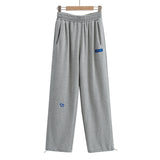 High-Waisted Casual Giose Sweatpants Women 2025 Autumn New Ins Letters Small Leather Standard Loose Thin Trousers