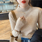 KANING Autumn And Winter New Semi-High-Collar Bottoming Shirt 2026 New Design Sense Lazi Wind Bottom Sweater Woman