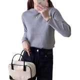 KANING Solid-Colored Semi-High Collar Knitted Shirt 2026 Autumn And Winter New Loose Basic Jacket Sweater Bottom