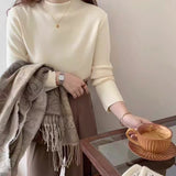 KANING Solid-Colored Semi-High Collar Knitted Shirt 2026 Autumn And Winter New Loose Basic Jacket Sweater Bottom