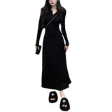 Autumn And Winter 2025 New French Temperament Black Dress Bottom Sweater Skirt Girl Small Knitted Dress