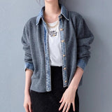 2026 New Net Red The Same Girl Knitting Two Splicing Tops Fashion Cardigan