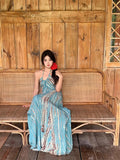 Xishuangbanna Thai Vintage Bohemia Hanging Neck Sling Dress Woman Senses Back Seaside Vacation Dress