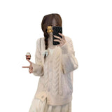 KANING Pink Knitted Cardigan Sweater Korean Chic Wear Loose Sweet Age-Reasing Lazy Coat Top