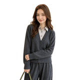 LEKA Korean Spliced Striped Two-Piece Collar Sweater In Autumn Commuter Hooded Loose Thin Knitwear