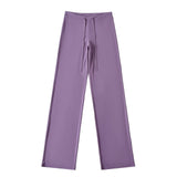 Hottie Summer Thin Drawstring Comfortable Loose Yoga Pants Straight Broad Leg Pants Low Waist Shake Trousers