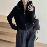 KANING Solid Colored Double Zipper Knitted Rial 2026 Autumn/Winter New Design Sweater Coat