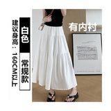 Ins Fashion Folded Lining High-Rise Half-Dress Woman Medium Long Slim Slim Slim Thin Cake Dress Girl