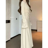 Yujie Style Pure Sexy Tying With V-Neck Dress Women Autumn And Winter New Slimming With Hot Girls Long Skirt