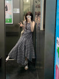 Sleeveless Check-In Waistcoat Dress Women's Summer New Temperament Super Beautiful Holiday Irregular Long Skirt