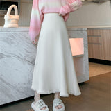 KANING Ray Knitted Half-Dress Women's Autumn And Winter New High-Rise Slim Solid Dress Mid-Long Skirt