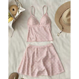 Vintage Sexy Babes Sling Vest Women's Summer New Slimming Half-Dress Skirt Two-Set