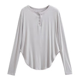 Hottie Autumn Pure Lust Wind Thin Languid Loose Curved Hem Sunscreen T-Shirt