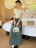Ins Side-To-Shoulder Sexy Hot Girl Pure Desire To Collar Short-Sleeved T-Shirt Girl Summer Slimming Bottom Top Girl