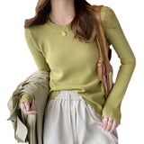 KANING Solid-Colored Round-Neck Knitted Bottom Shirt Women's Autumn And Winter New Simple Fashion Women's Long-Sleeved Sweater
